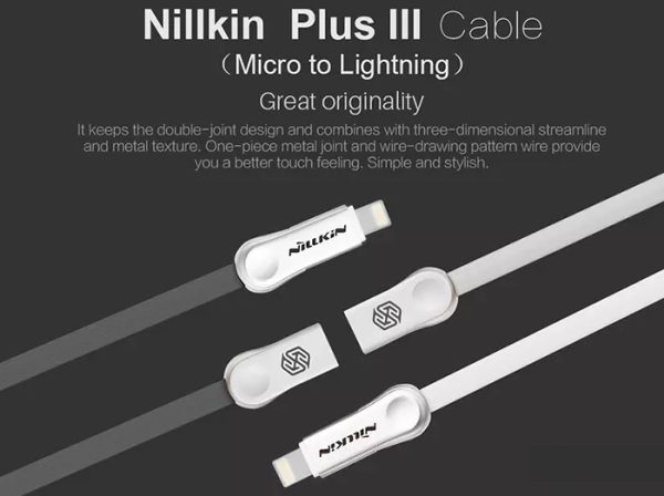 کابل دو سر میکرو یو اس بی و لایتنینگ نیلکین Nillkin Plus Ⅲ Cable Micro And Lightning