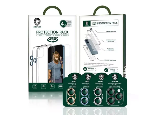 پک 4 در 1 آیفون 13 پرو مکس گرین Green iPhone 13 Pro Max 4 In 1 360° Protection Pack